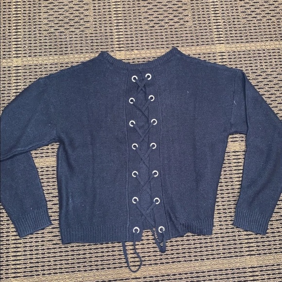 Navy back tie sweater - Picture 4 of 6